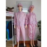 Quần áo phòng sạch chống tĩnh điện PS622-29 rời màu hồng